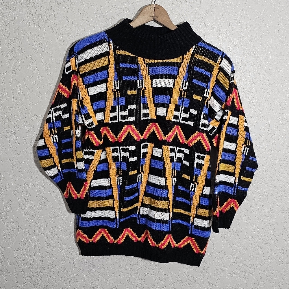 Vintage Croquet Funky Geometric Knit Sweater